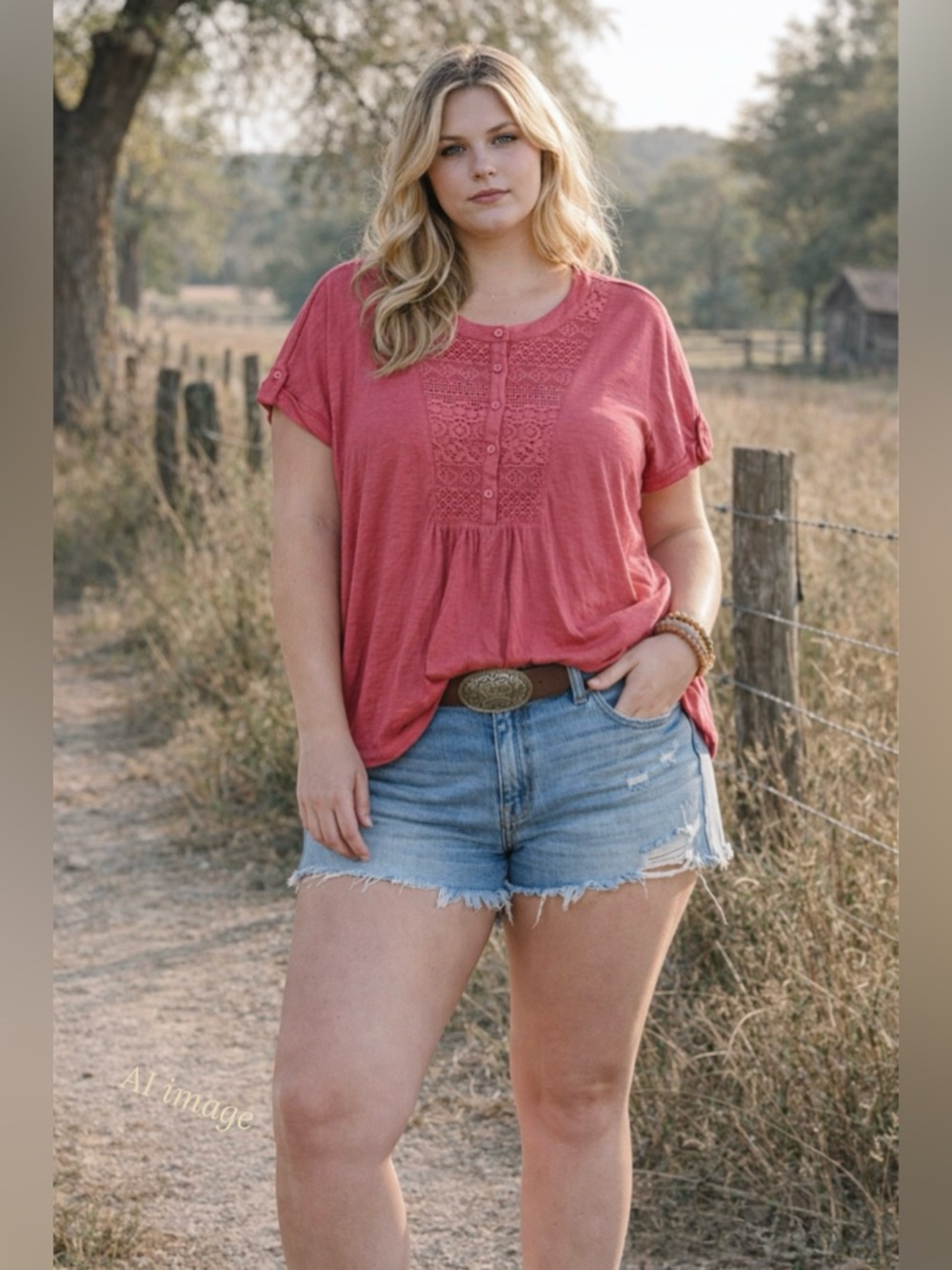 Coral Pink Boho Peasant Top 2X Lace Detail Blouse Cottagecore Western Summer